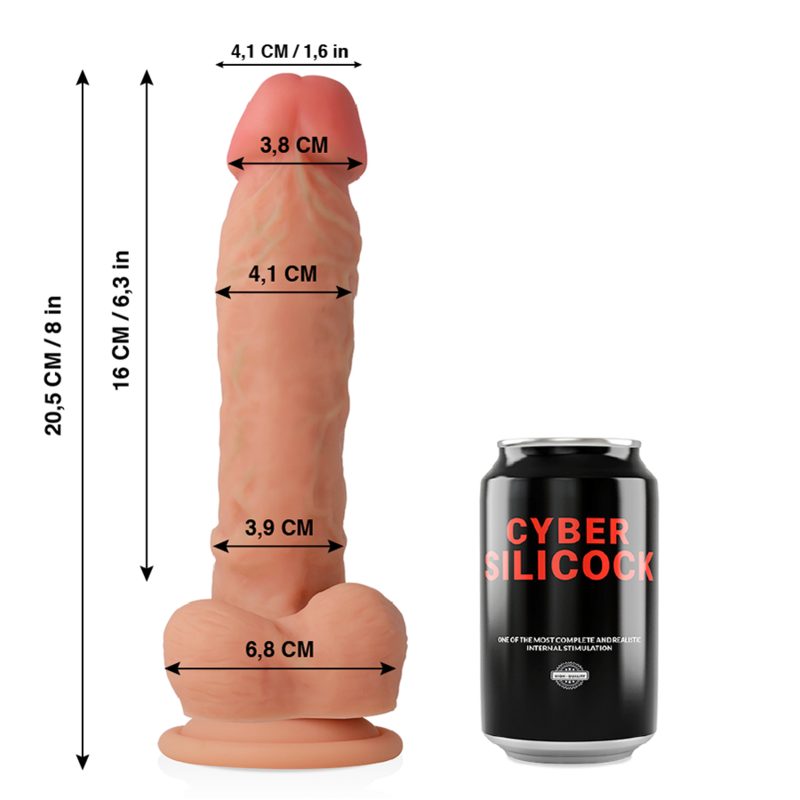 Cyber Silicock - Magnus Ultra Realistische Zachte Vloeibare Siliconen Dildo 20,5 Cm -o- 4,1 Cm - Afbeelding 2